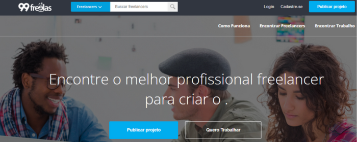 Imagem da plataforma de Freelancer 99freelas, plataforma fundamental para quem precisa saber como trabalhar de freelancer.