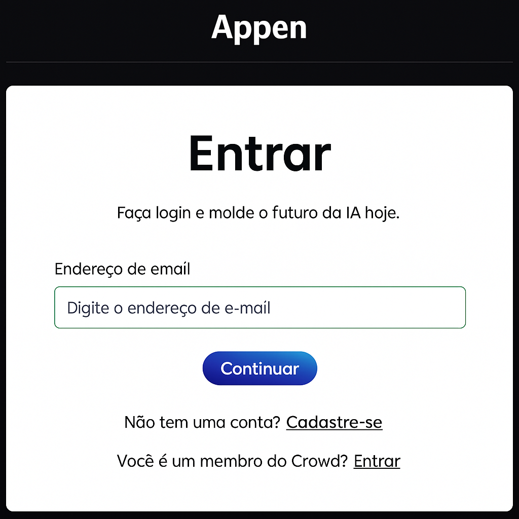 Página do site Appen destacando oportunidades de micro tarefas online para quem busca ganhar dinheiro pela internet de forma flexível.