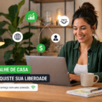 Pessoa trabalhando de casa pela internet